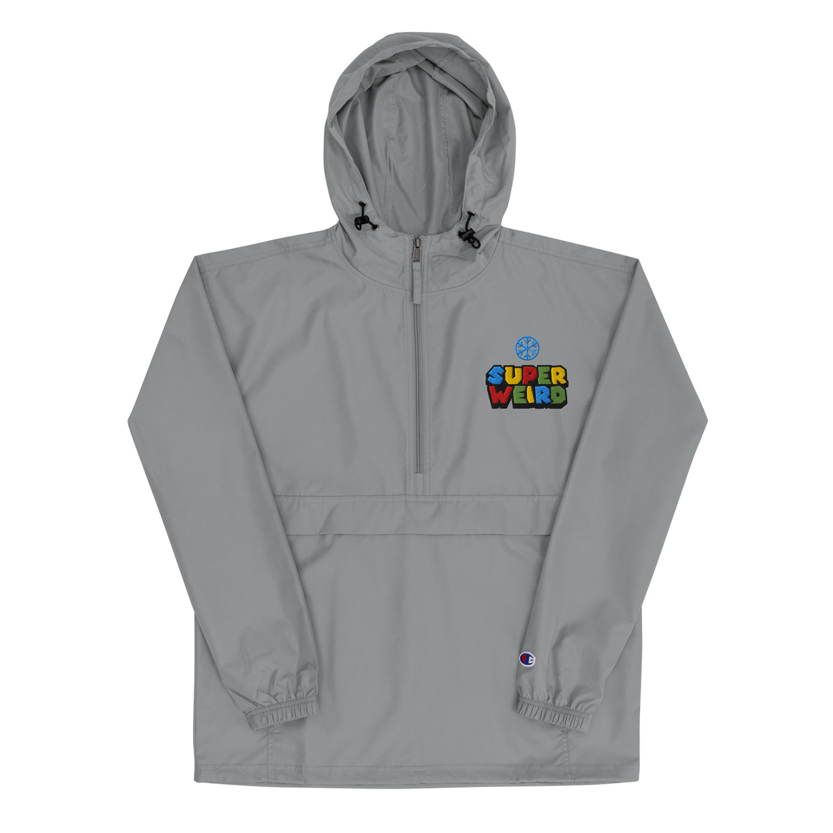Gray-Super Weird Bros Windbreaker Jacket from B.Different Clothing, front view, graffiti-inspired streetwear
