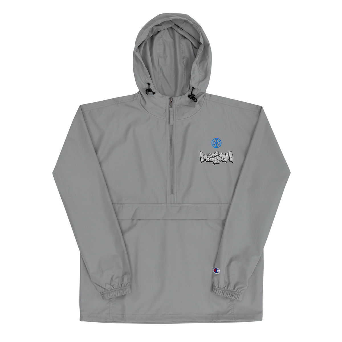 Gray-Mission Graffiti Piece Windbreaker Jacket from B.Different Clothing, flat view, graffiti-inspired streetwear