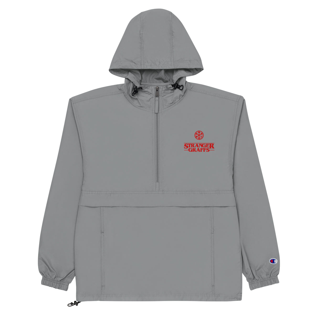 Gray-Stranger Graffs Windbreaker Jacket from B.Different Clothing, flat view, graffiti-inspired streetwear