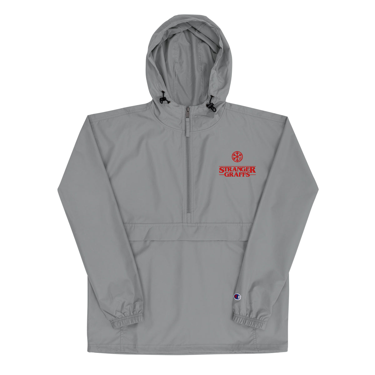 Gray-Stranger Graffs Windbreaker Jacket from B.Different Clothing, front view, graffiti-inspired streetwear