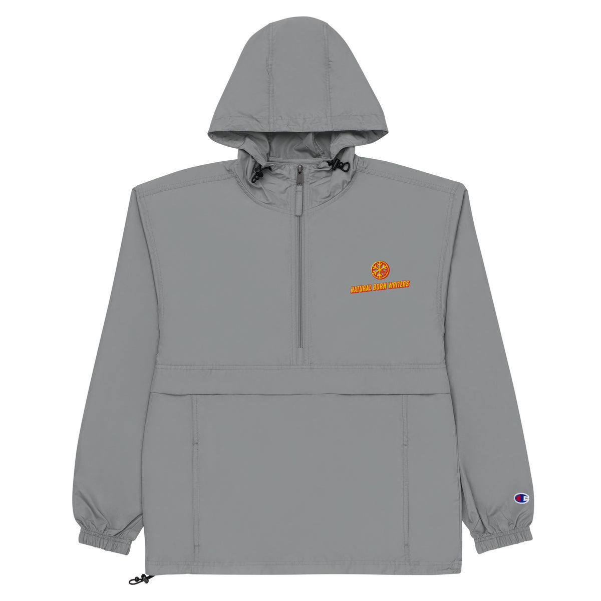 Gray-Natural Born Writers Graffiti Windbreaker Jacket from B.Different Clothing, front view, graffiti-inspired streetwear