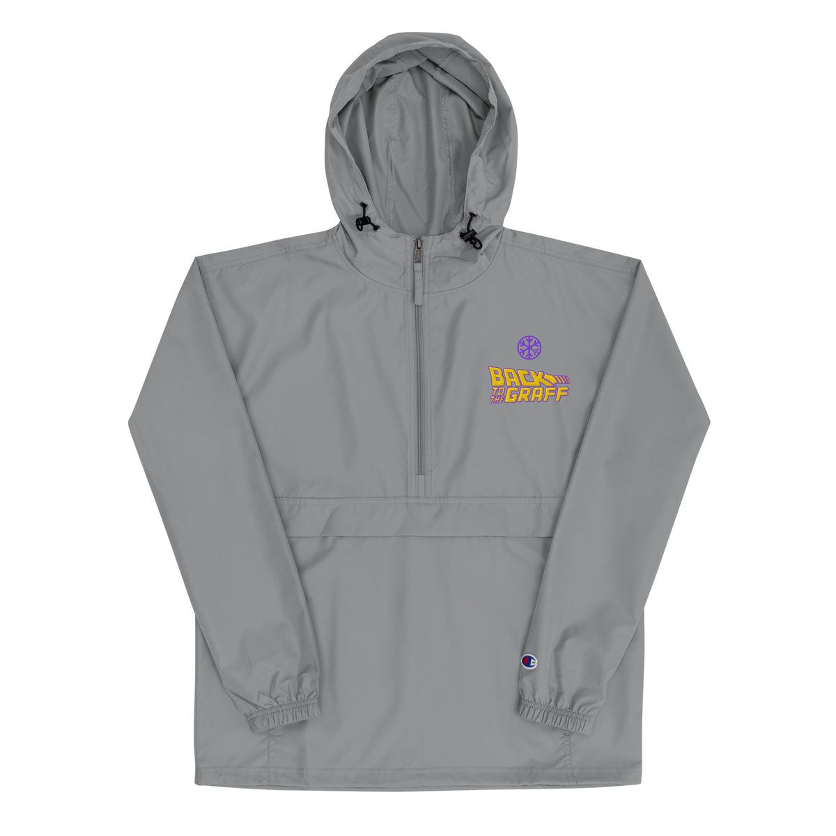 Gray-Back to the Graff Windbreaker Jacket from B.Different Clothing, front view, graffiti-inspired streetwear