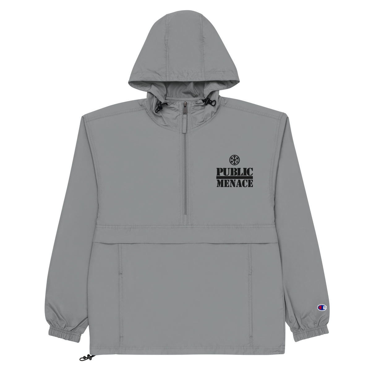 Gray-Public Menace Graffiti Windbreaker Jacket from B.Different Clothing, flat view, graffiti-inspired streetwear
