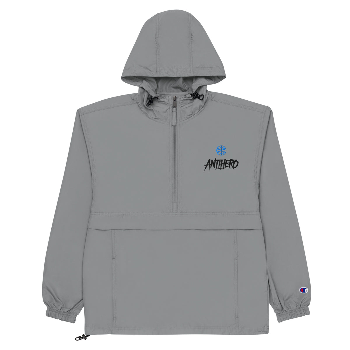 Gray-Antihero Graffiti Tag Windbreaker Jacket from B.Different Clothing, flat view, graffiti-inspired streetwear