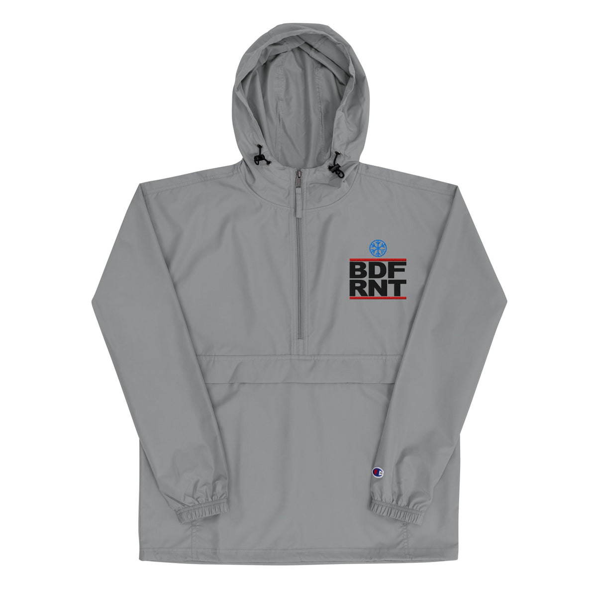 Gray-BDFRNT OG Logo Windbreaker Jacket from B.Different Clothing, front view, graffiti-inspired streetwear