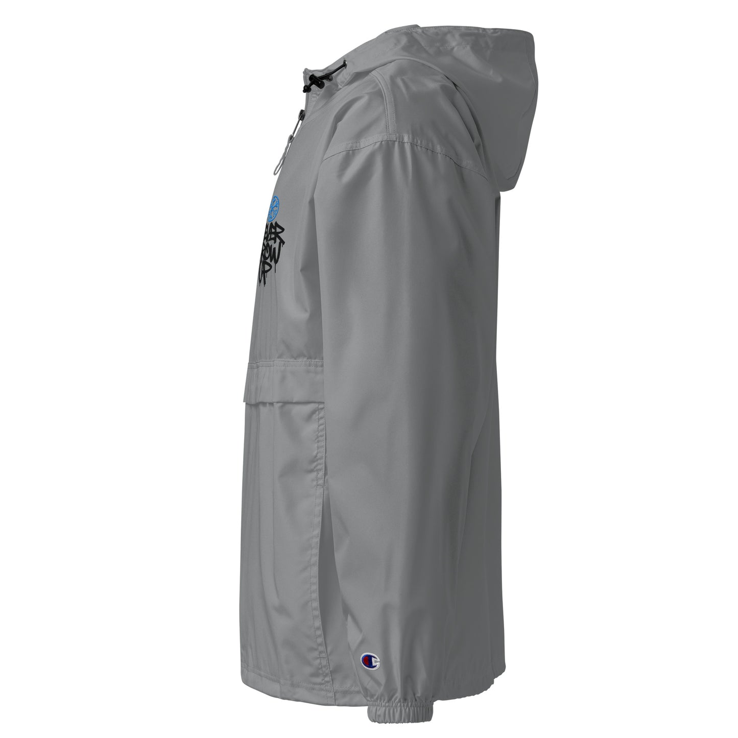 Gray-Never Grow Up Graffiti Windbreaker Jacket from B.Different Clothing, left view, graffiti-inspired streetwear