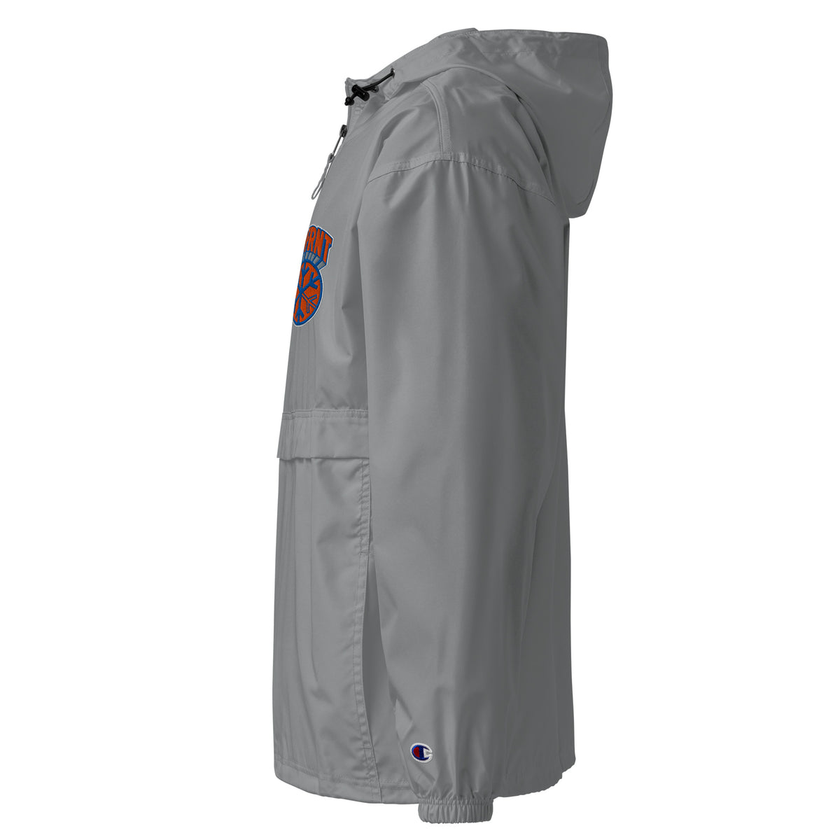 Gray-BDFRNT Logo 1989 Windbreaker Jacket from B.Different Clothing, left view, graffiti-inspired streetwear