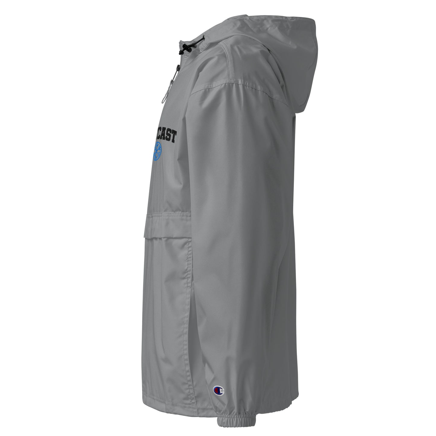 Gray-Outcast College Windbreaker Jacket from B.Different Clothing, left view, graffiti-inspired streetwear