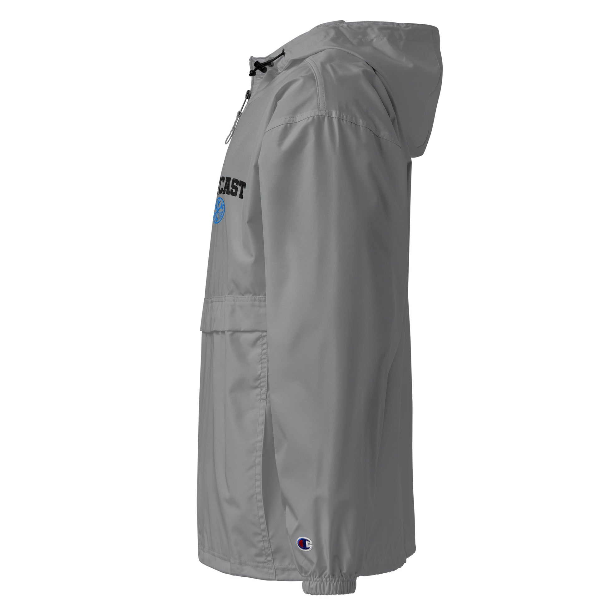 Gray-Outcast College Windbreaker Jacket from B.Different Clothing, left view, graffiti-inspired streetwear