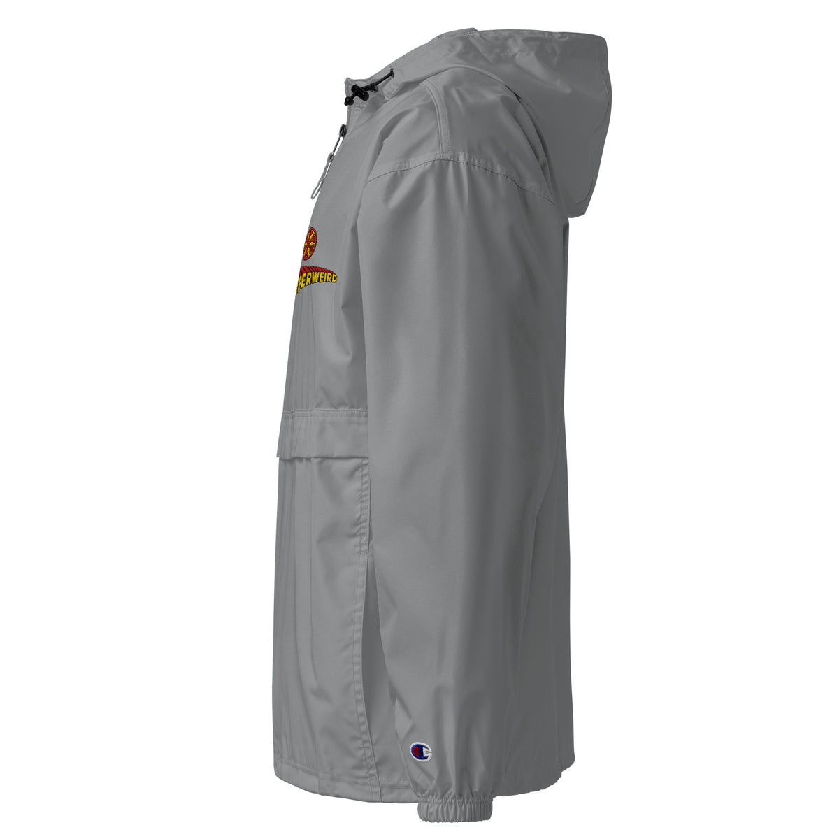 Gray-Superweird Windbreaker Jacket from B.Different Clothing, left view, graffiti-inspired streetwear