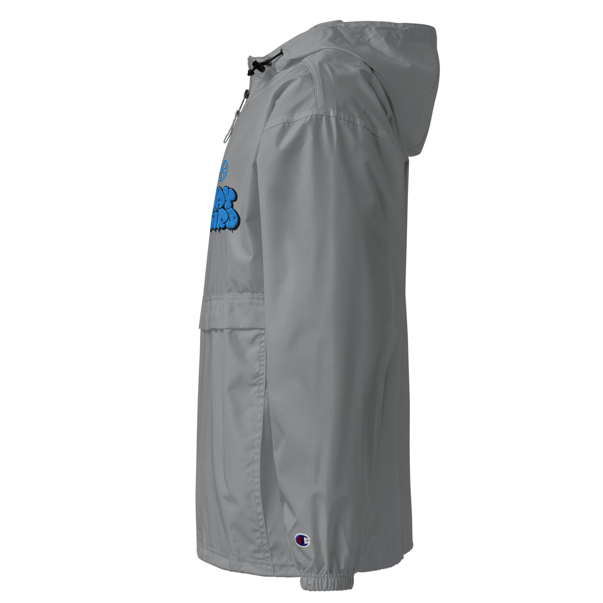 Gray-Stay Weird Graffiti Throw-up Windbreaker Jacket from B.Different Clothing, left view, graffiti-inspired streetwear
