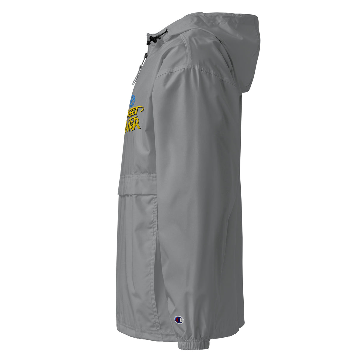 Gray-Street Writer Graffiti Windbreaker Jacket from B.Different Clothing, left view, graffiti-inspired streetwear