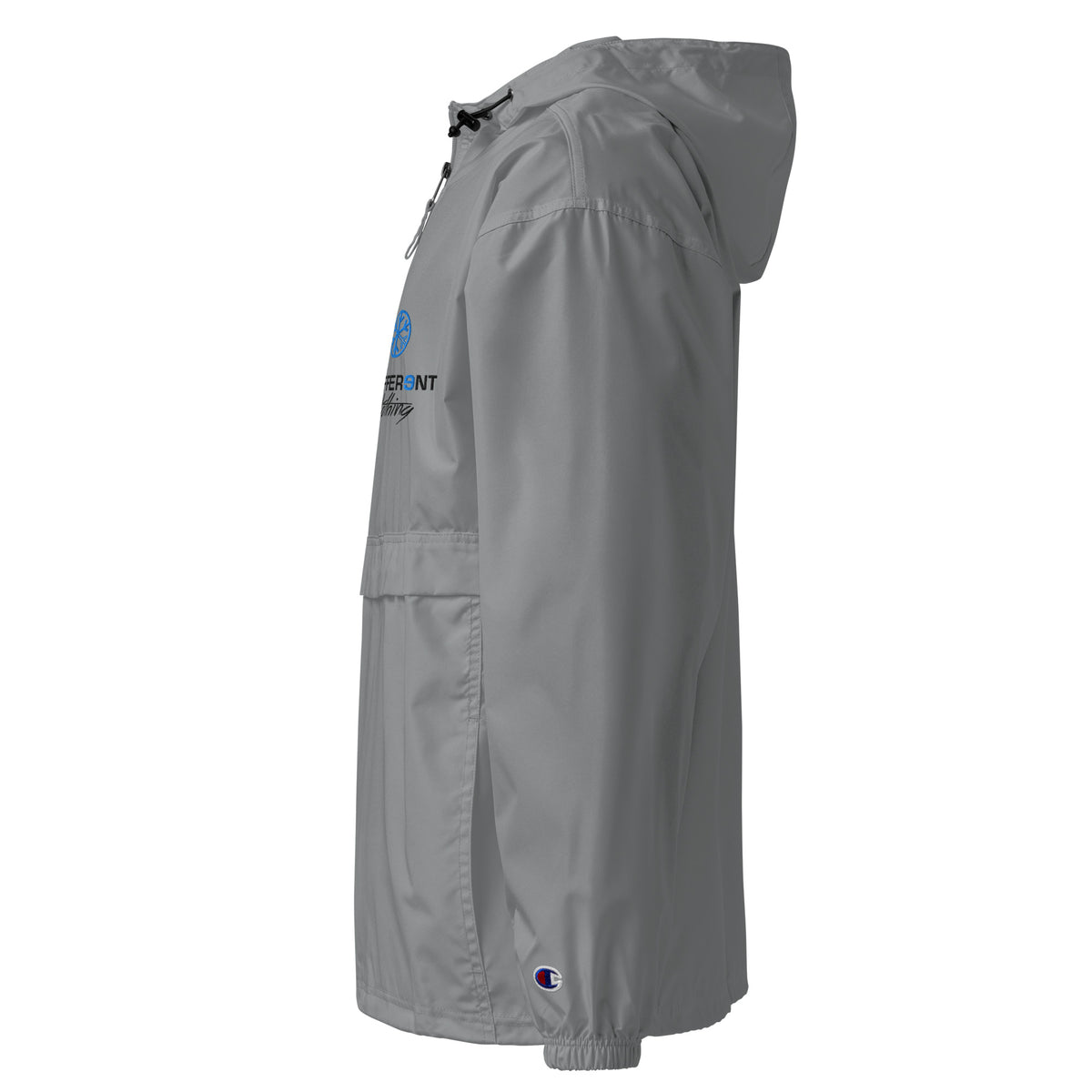Gray-Logo Windbreaker Jacket from B.Different Clothing, left view, graffiti-inspired streetwear