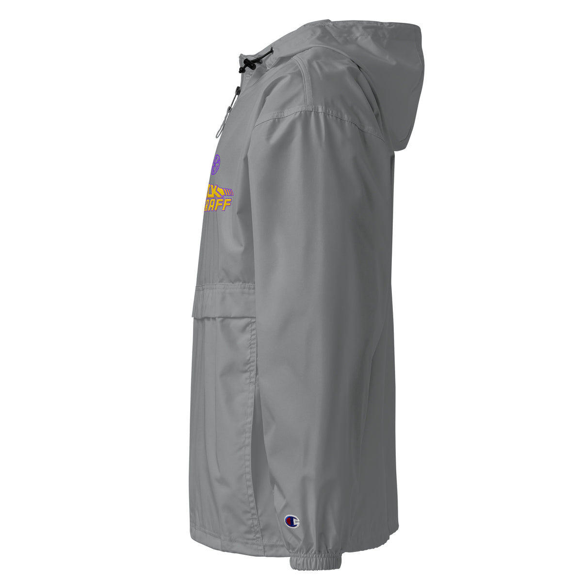 Gray-Back to the Graff Windbreaker Jacket from B.Different Clothing, left view, graffiti-inspired streetwear