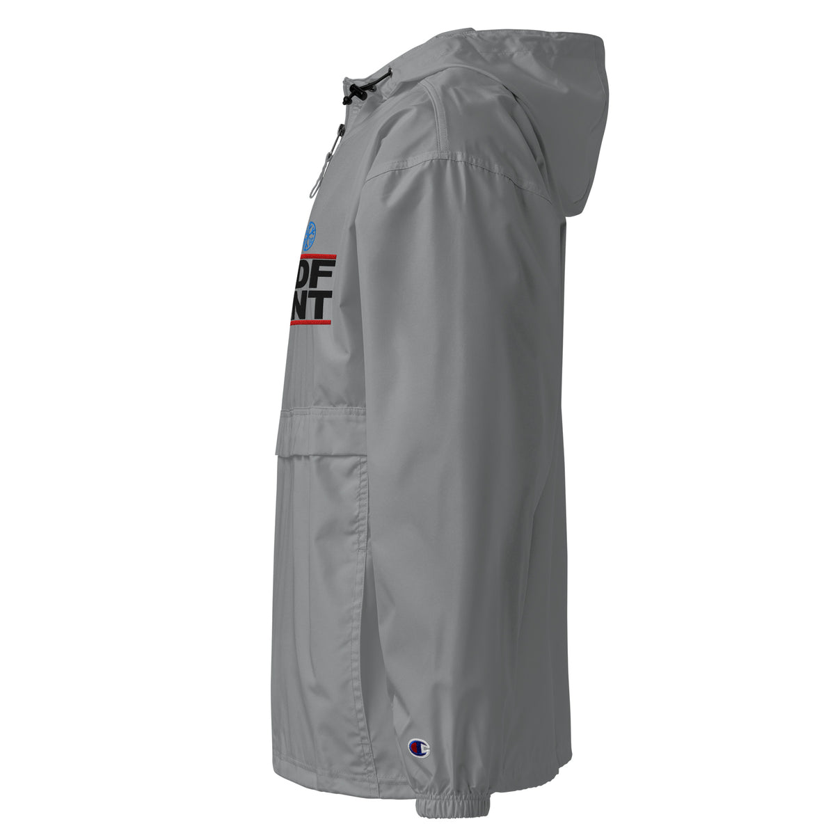 Gray-BDFRNT OG Logo Windbreaker Jacket from B.Different Clothing, left view, graffiti-inspired streetwear