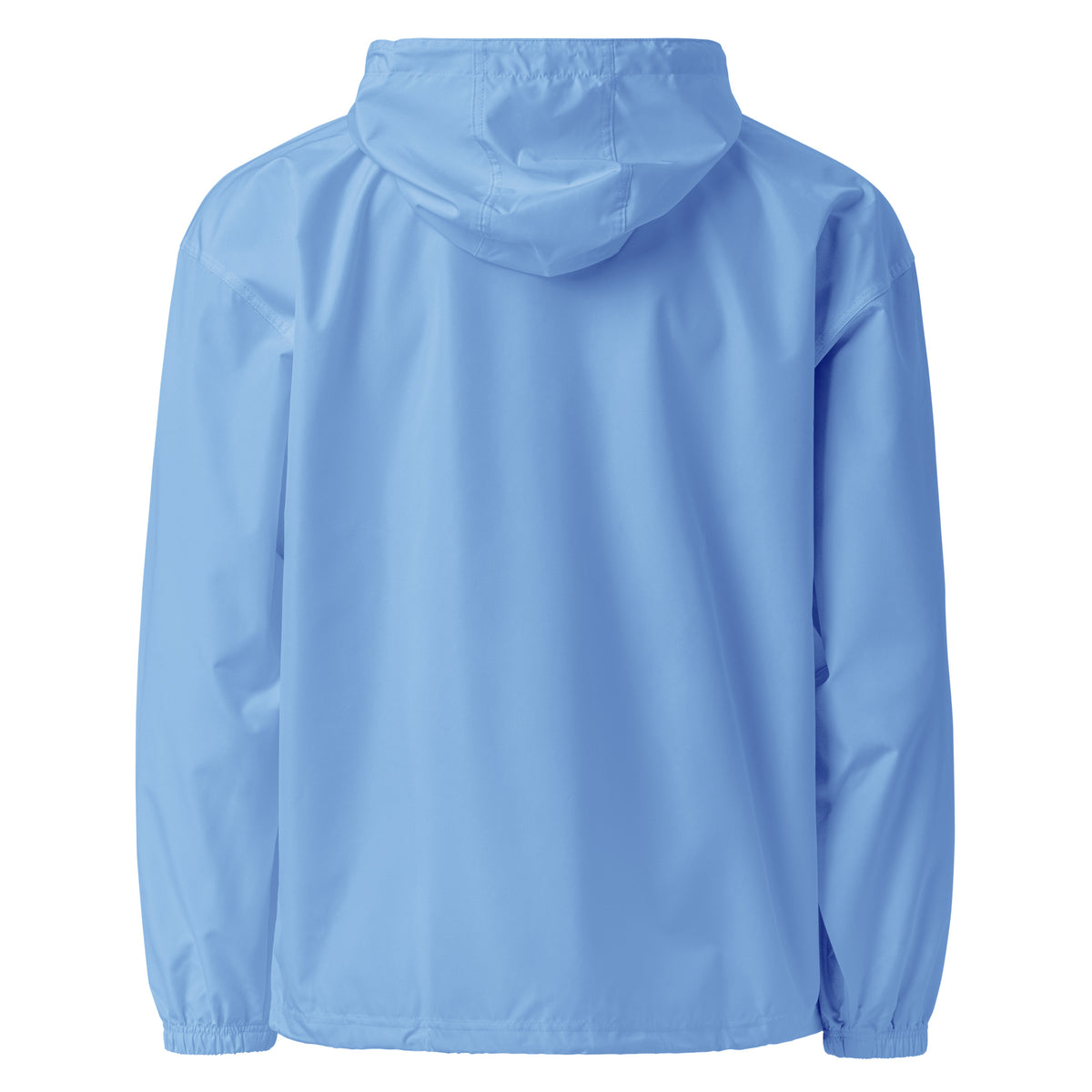 Light Blue-Public Menace Graffiti Windbreaker Jacket from B.Different Clothing, back view, graffiti-inspired streetwear