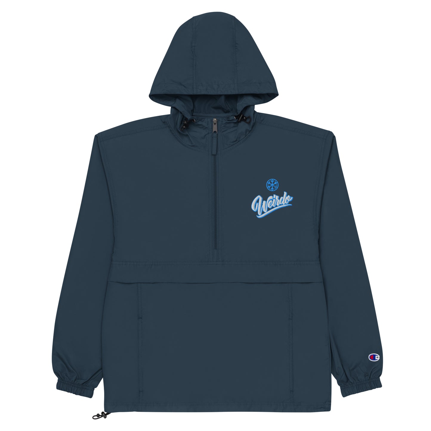 Navy-Weirdo Windbreaker Jacket from B.Different Clothing, flat view, graffiti-inspired streetwear
