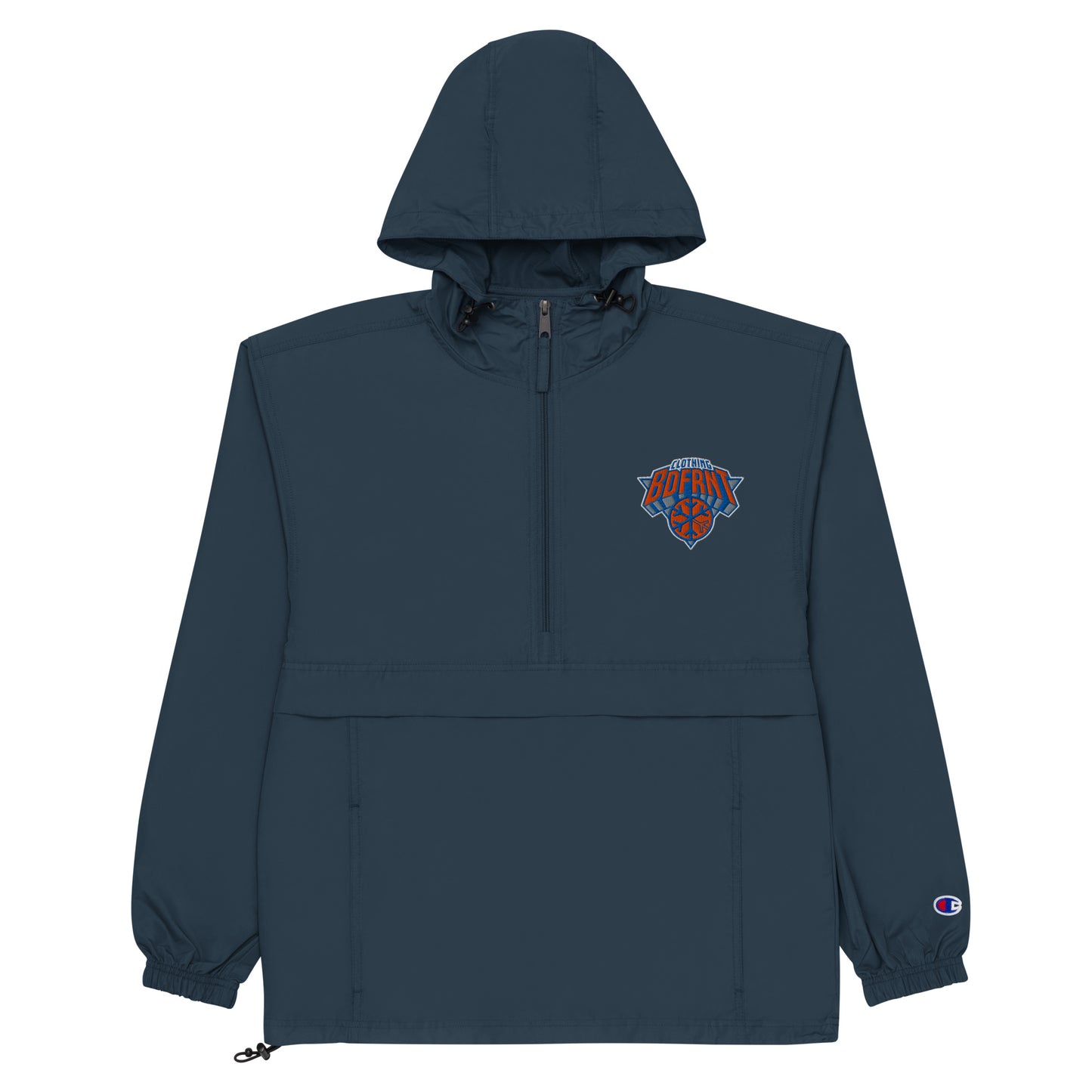 Navy-BDFRNT Logo 2011 Windbreaker Jacket from B.Different Clothing, flat view, graffiti-inspired streetwear
