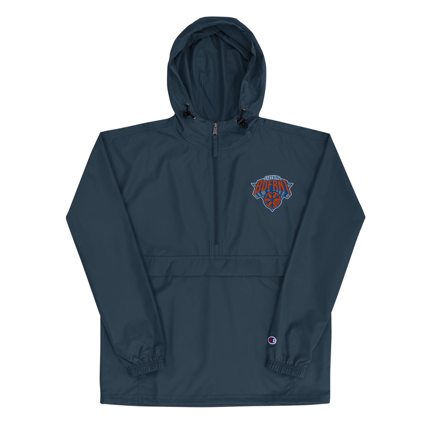 Navy-BDFRNT Logo 2011 Windbreaker Jacket from B.Different Clothing, front view, graffiti-inspired streetwear