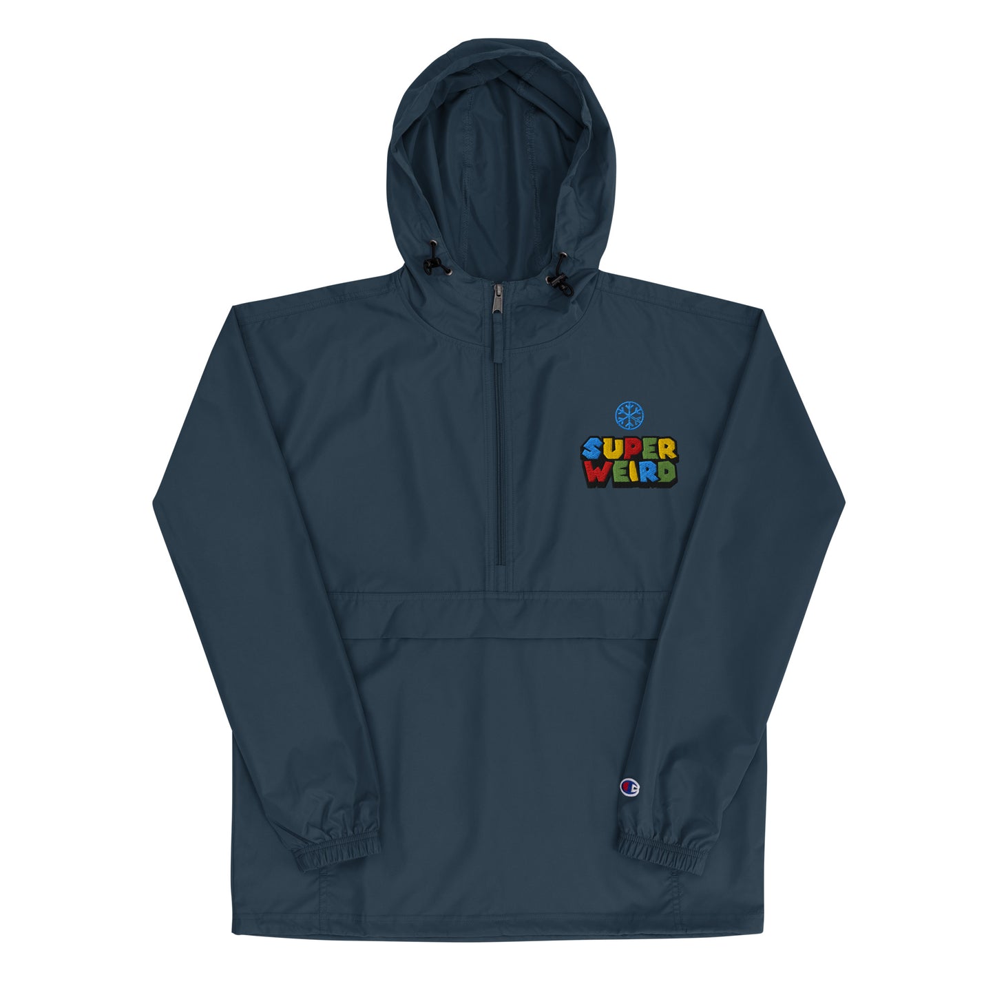 Navy-Super Weird Bros Windbreaker Jacket from B.Different Clothing, front view, graffiti-inspired streetwear