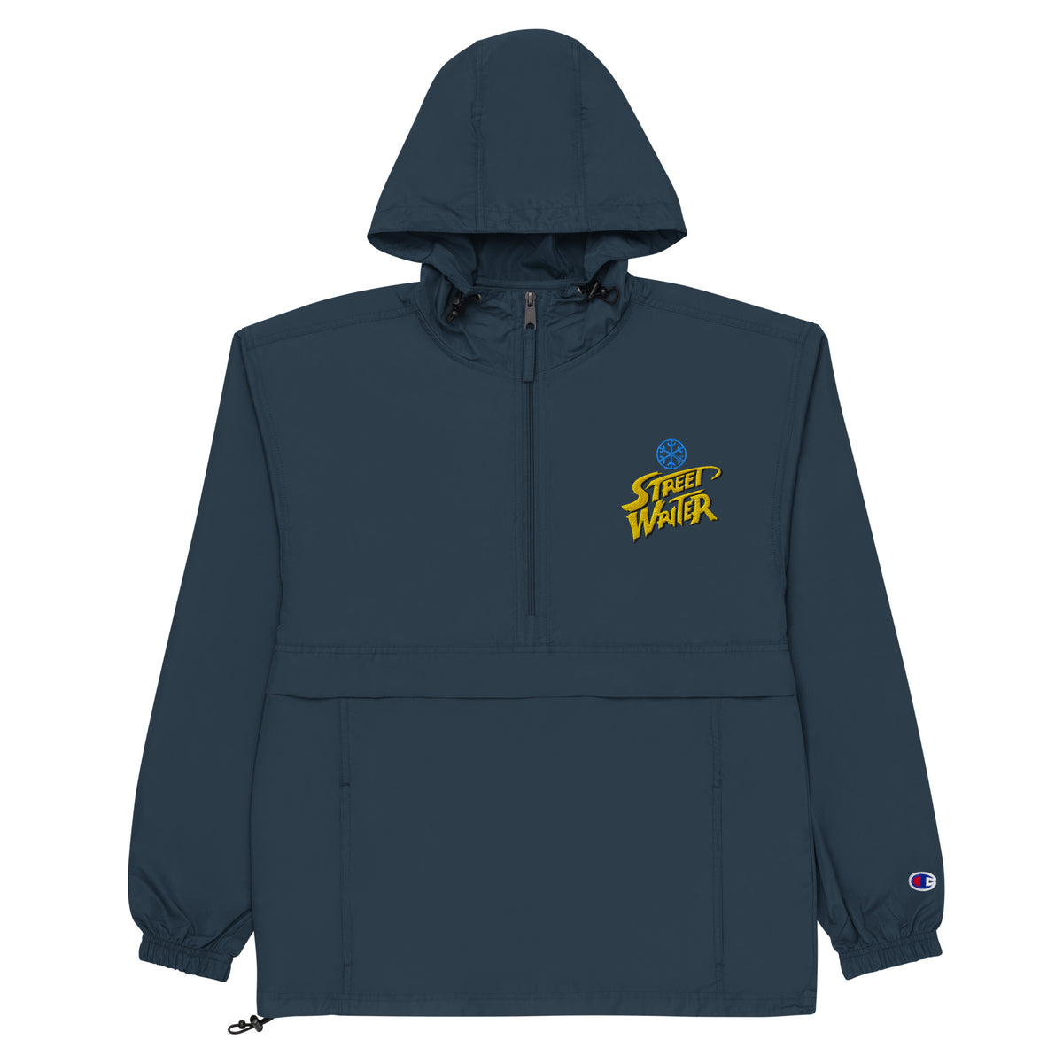 Navy-Street Writer Graffiti Windbreaker Jacket from B.Different Clothing, front view, graffiti-inspired streetwear