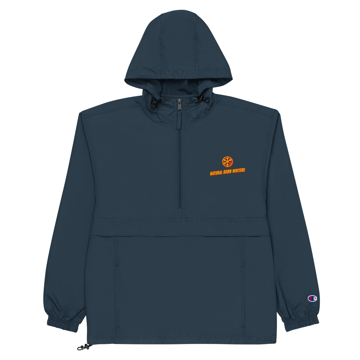 Navy-Natural Born Writers Graffiti Windbreaker Jacket from B.Different Clothing, front view, graffiti-inspired streetwear