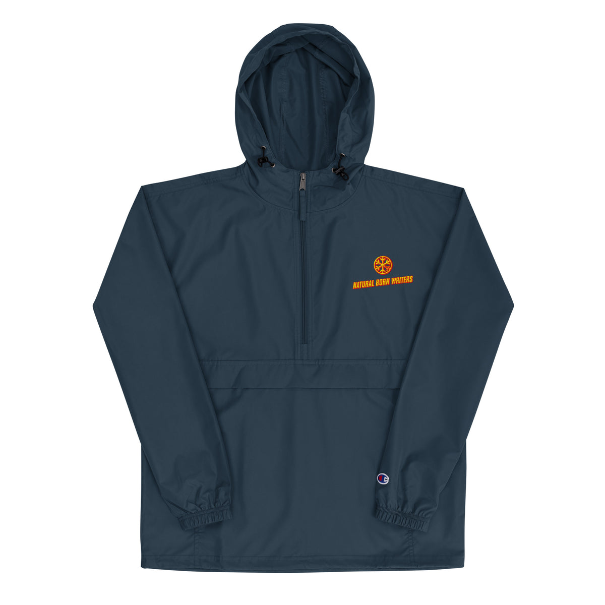 Navy-Natural Born Writers Graffiti Windbreaker Jacket from B.Different Clothing, flat view, graffiti-inspired streetwear