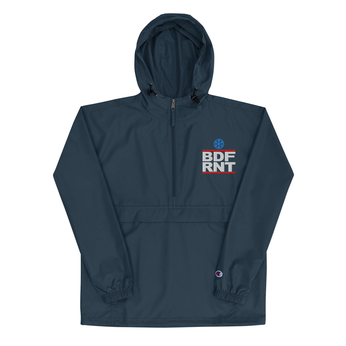 Navy-BDFRNT OG Logo Windbreaker Jacket from B.Different Clothing, front view, graffiti-inspired streetwear