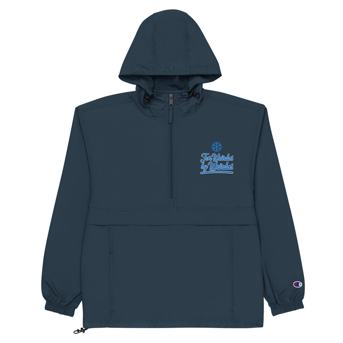 Navy-For Weirdos by Weirdos Windbreaker Jacket from B.Different Clothing, flat view, graffiti-inspired streetwear