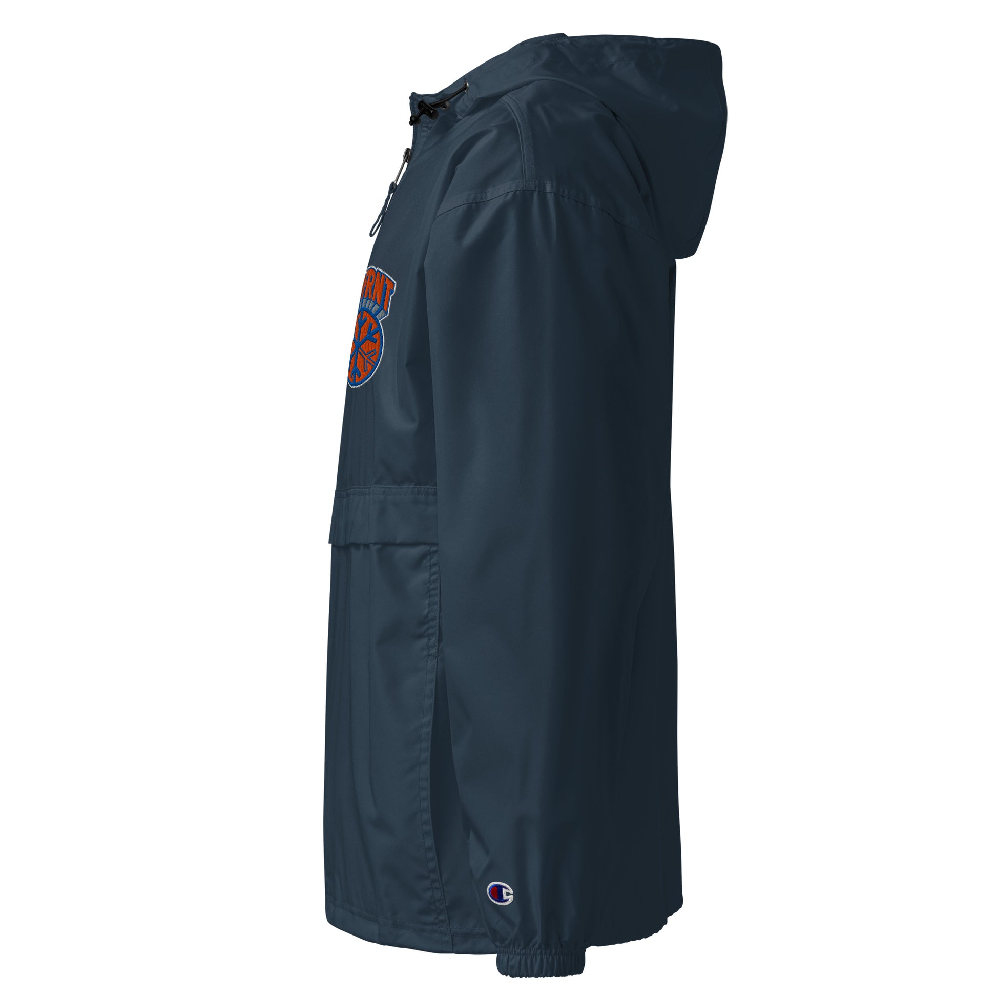 Navy-BDFRNT Logo 1989 Windbreaker Jacket from B.Different Clothing, left view, graffiti-inspired streetwear