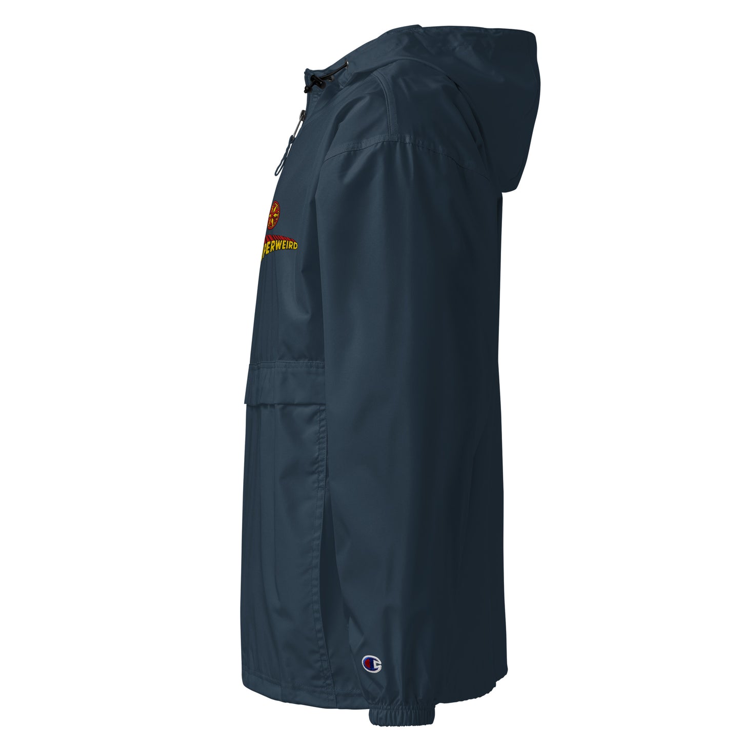 Navy-Superweird Windbreaker Jacket from B.Different Clothing, left view, graffiti-inspired streetwear