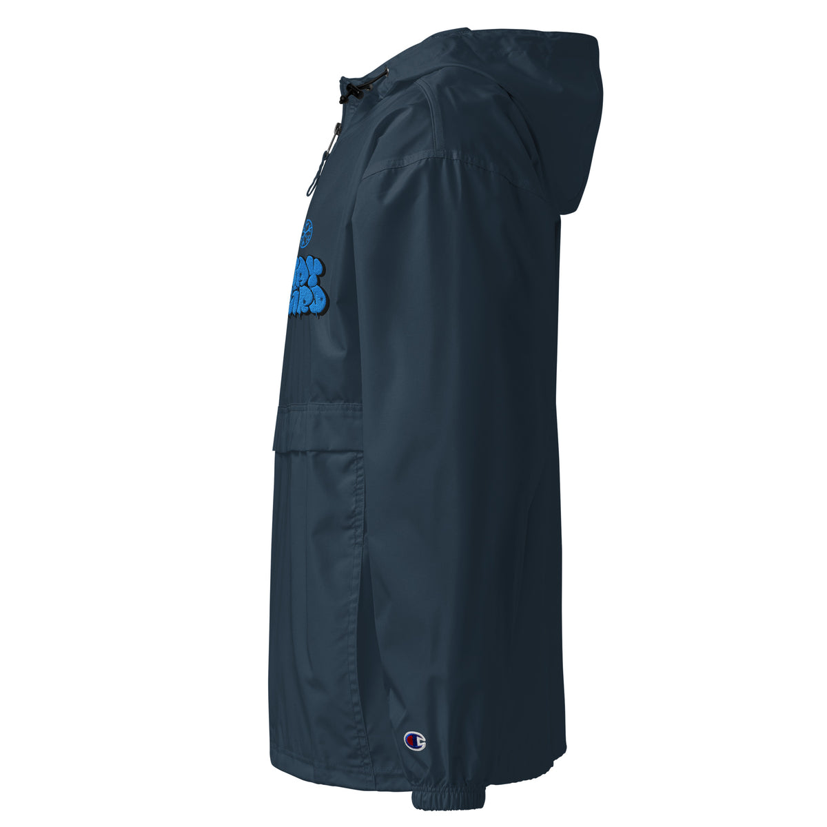 Navy-Stay Weird Graffiti Throw-up Windbreaker Jacket from B.Different Clothing, left view, graffiti-inspired streetwear