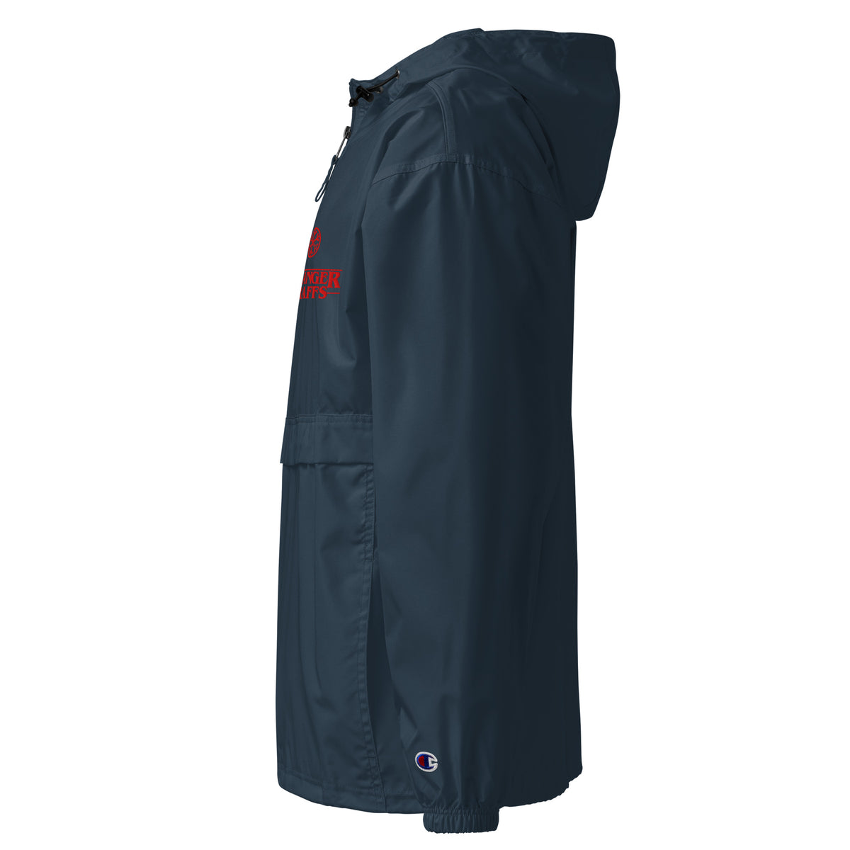 Navy-Stranger Graffs Windbreaker Jacket from B.Different Clothing, left view, graffiti-inspired streetwear