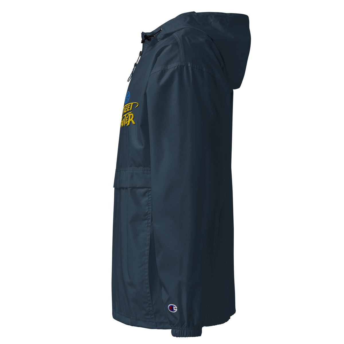 Navy-Street Writer Graffiti Windbreaker Jacket from B.Different Clothing, left view, graffiti-inspired streetwear
