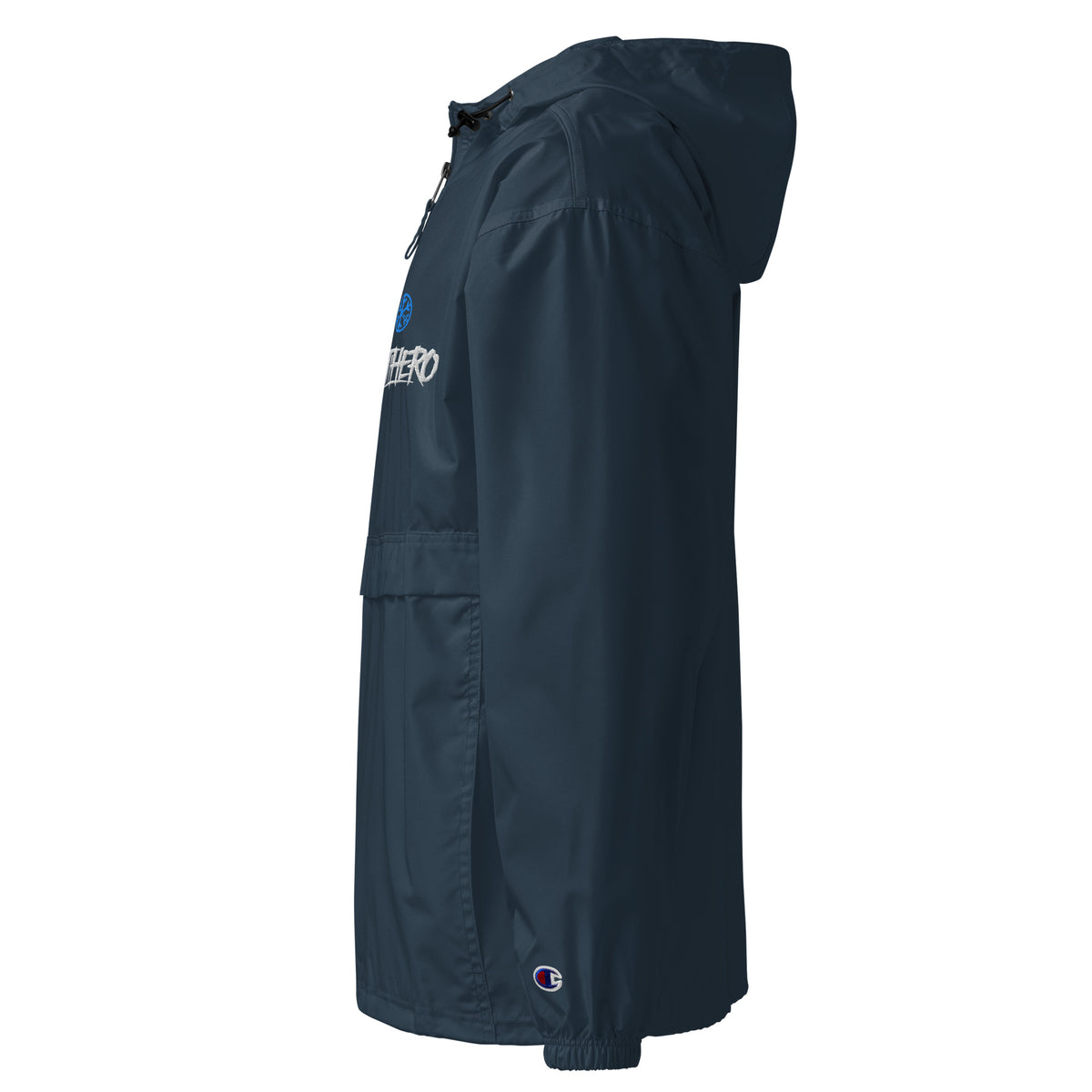 Navy-Antihero Graffiti Tag Windbreaker Jacket from B.Different Clothing, left view, graffiti-inspired streetwear