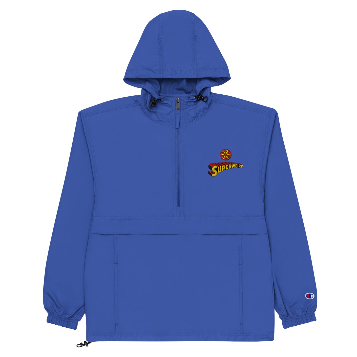Blue-Superweird Windbreaker Jacket from B.Different Clothing, flat view, graffiti-inspired streetwear