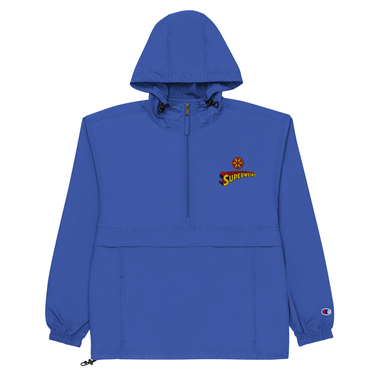 Blue-Superweird Windbreaker Jacket from B.Different Clothing, flat view, graffiti-inspired streetwear
