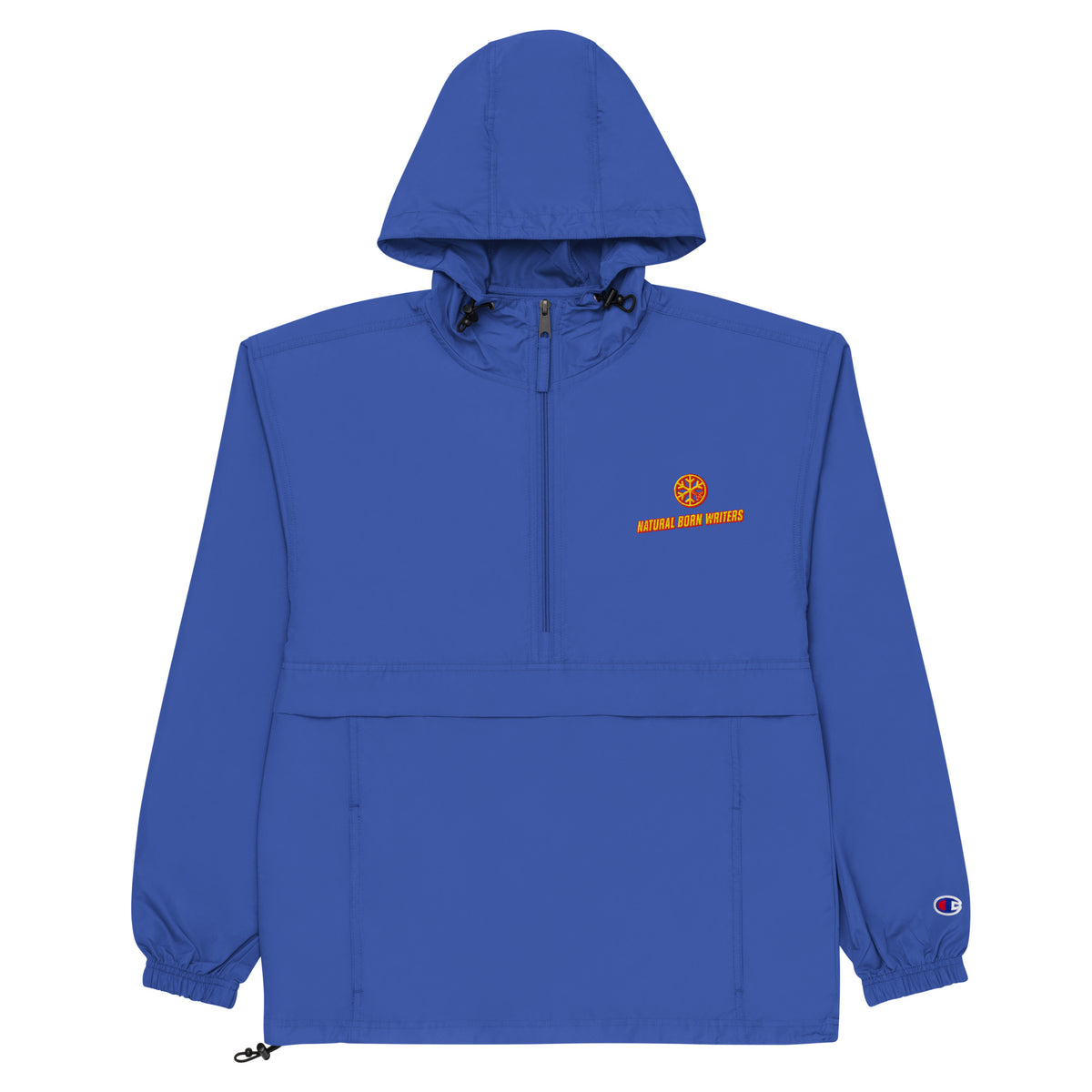 Blue-Natural Born Writers Graffiti Windbreaker Jacket from B.Different Clothing, front view, graffiti-inspired streetwear