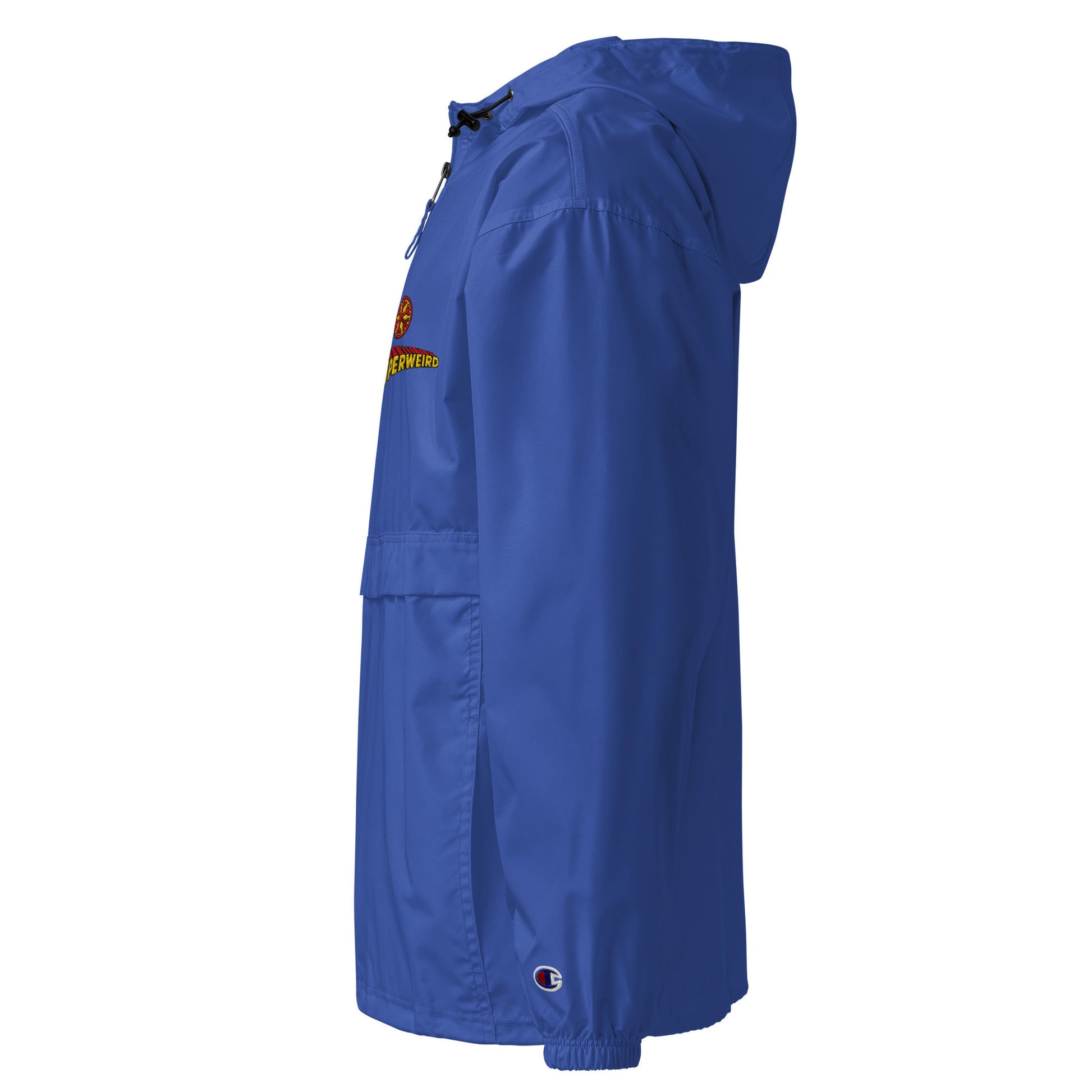 Blue-Superweird Windbreaker Jacket from B.Different Clothing, left view, graffiti-inspired streetwear