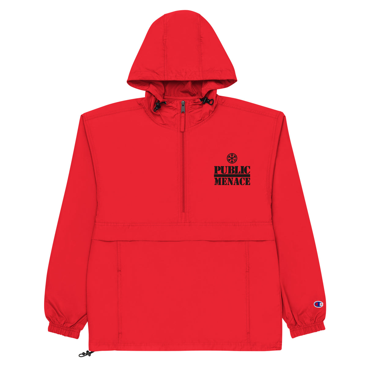 Red-Public Menace Graffiti Windbreaker Jacket from B.Different Clothing, flat view, graffiti-inspired streetwear