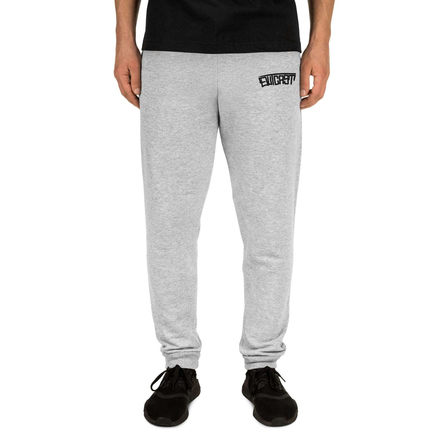 front of man wearing Outcast Graffiti Tag Joggers gray B.Different Clothing graffiti street art inspired streetwear brand