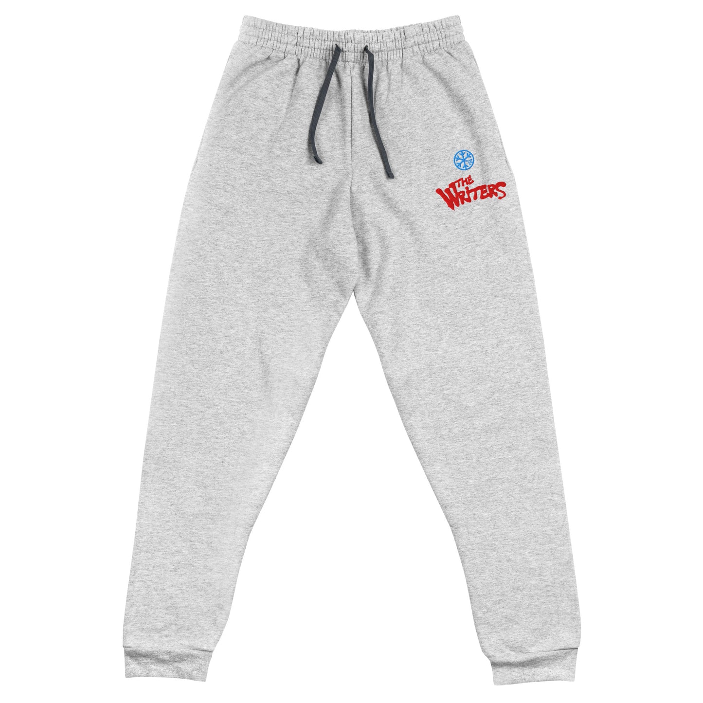 Gray-The Writers Graffiti Lettering Joggers from B.Different Clothing, front view, graffiti-inspired streetwear