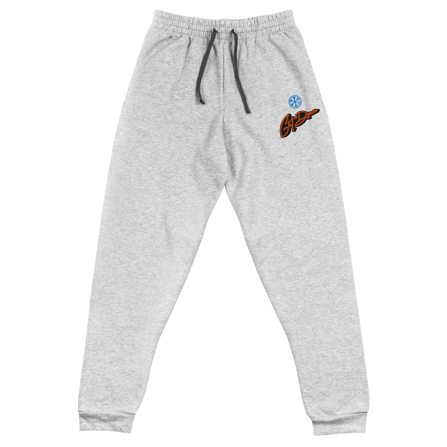 Gray-Get Down Graffiti Lettering Joggers from B.Different Clothing, front view, graffiti-inspired streetwear
