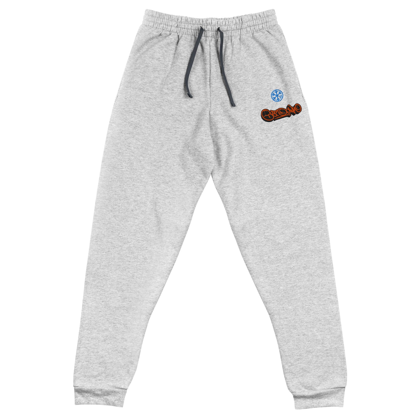 Gray-Get Down Graffiti Tag Joggers from B.Different Clothing, front view, graffiti-inspired streetwear