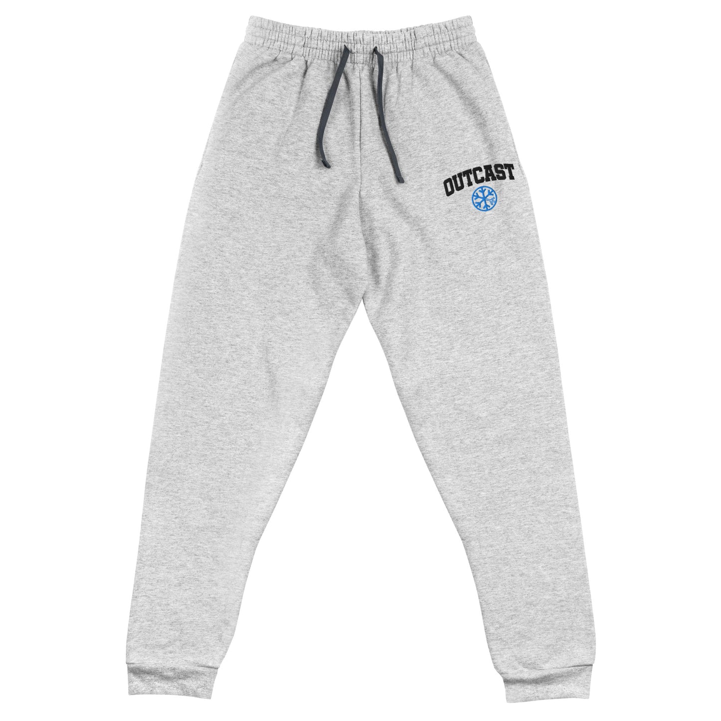 Gray-Outcast College Joggers from B.Different Clothing, front view, graffiti-inspired streetwear