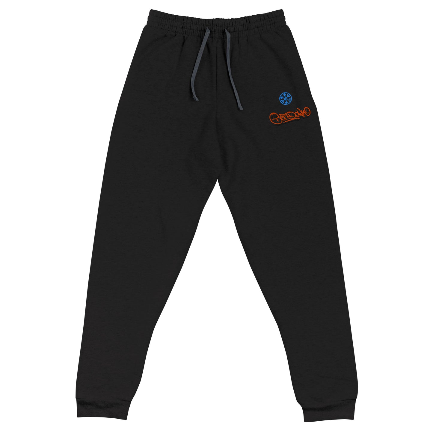 Black-Get Down Graffiti Tag Joggers from B.Different Clothing, front view, graffiti-inspired streetwear