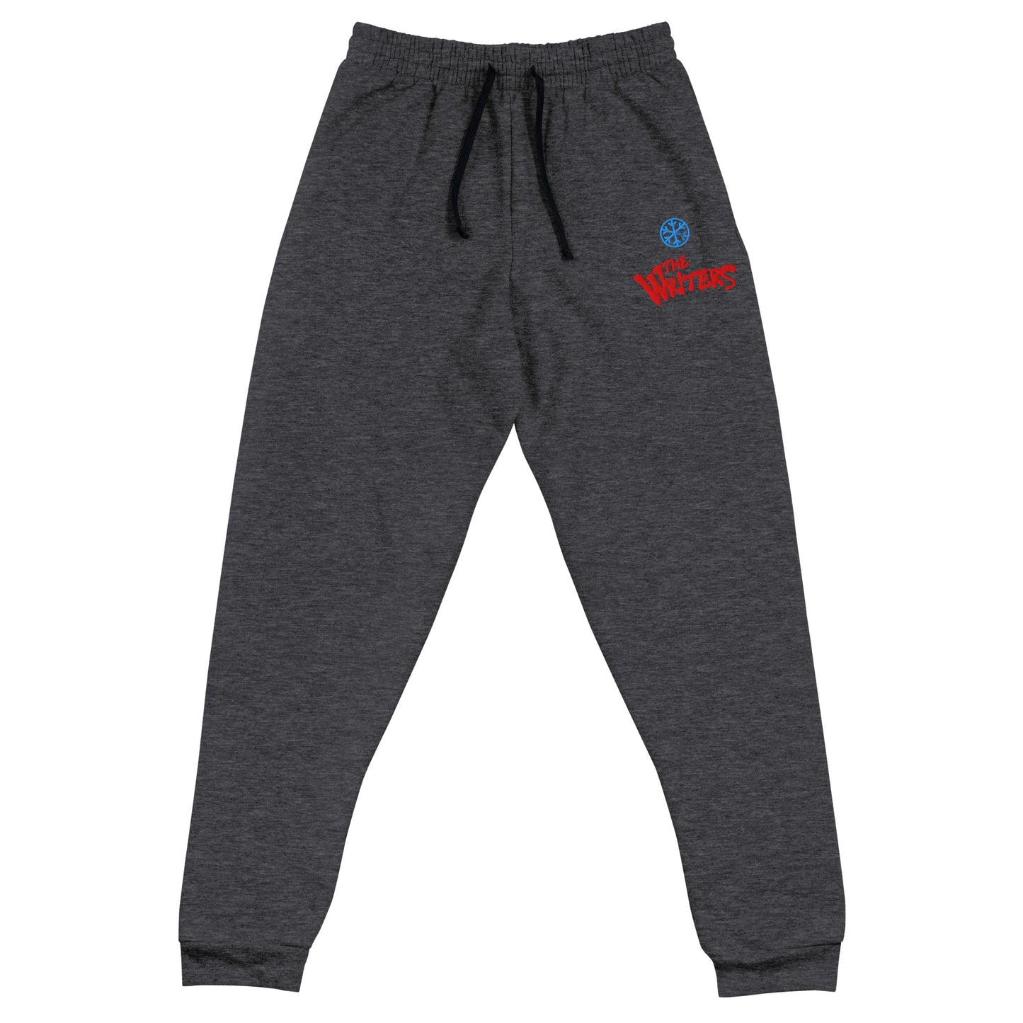 Darkgray-The Writers Graffiti Lettering Joggers from B.Different Clothing, front view, graffiti-inspired streetwear