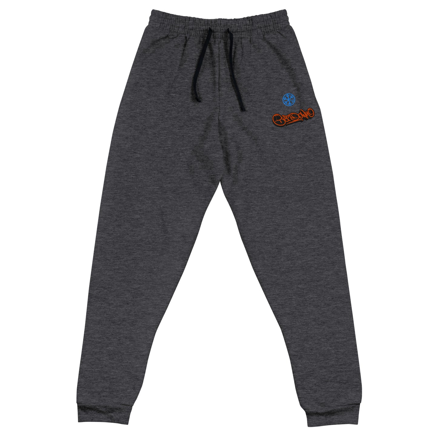 Darkgray-Get Down Graffiti Tag Joggers from B.Different Clothing, front view, graffiti-inspired streetwear
