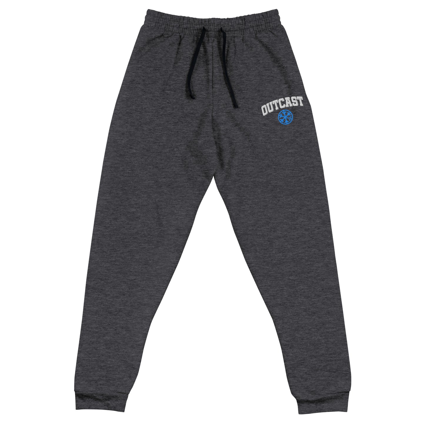 Darkgray-Outcast College Joggers from B.Different Clothing, front view, graffiti-inspired streetwear