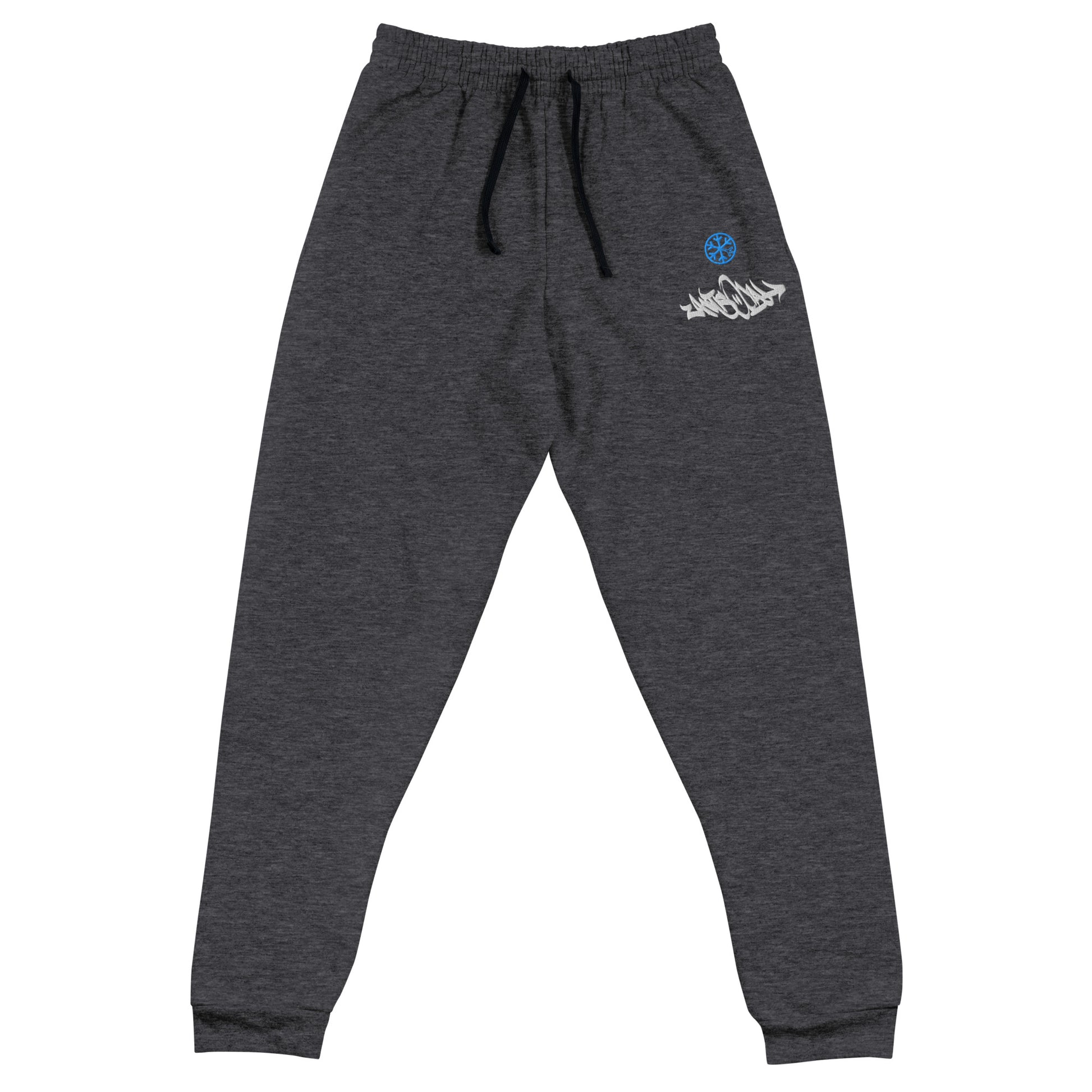 Darkgray-Antisocial Graffiti Tag Joggers from B.Different Clothing, front view, graffiti-inspired streetwear
